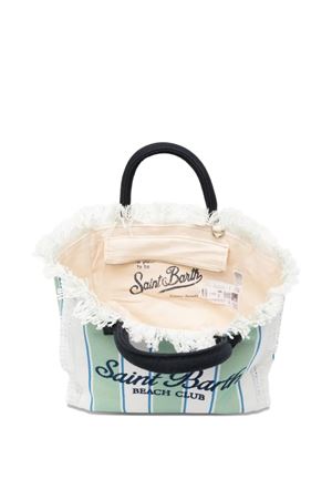 borsa in cotone verde e bianco SAINT BARTH KIDS | COL000100937L